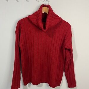 Lord‎ & Taylor Long Sleeve Women's Red Turtleneck Ribbed Sweater Size Small